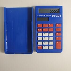 Texas Instruments Small Blue TI-108 Solar Powered Calculator (Tested) K-4